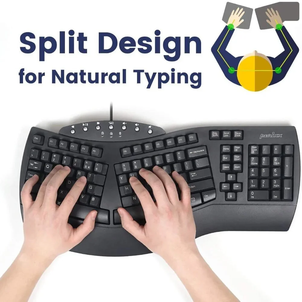 Perixx Periboard-512 Black Ergonomic Split Keyboard